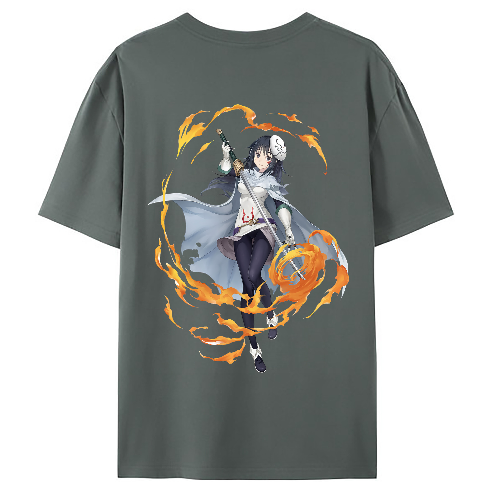 （画像用） 転スラ Regarding Reincarnated to Slime 綿100％ メンズ半袖Tシャツ（バックプリント） 通気性